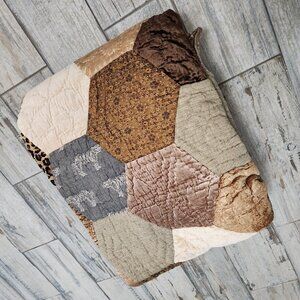 Quilt Hexagon Animal Print King Size 90 X 97 Tan Gold Blue Tiger Linen Source
